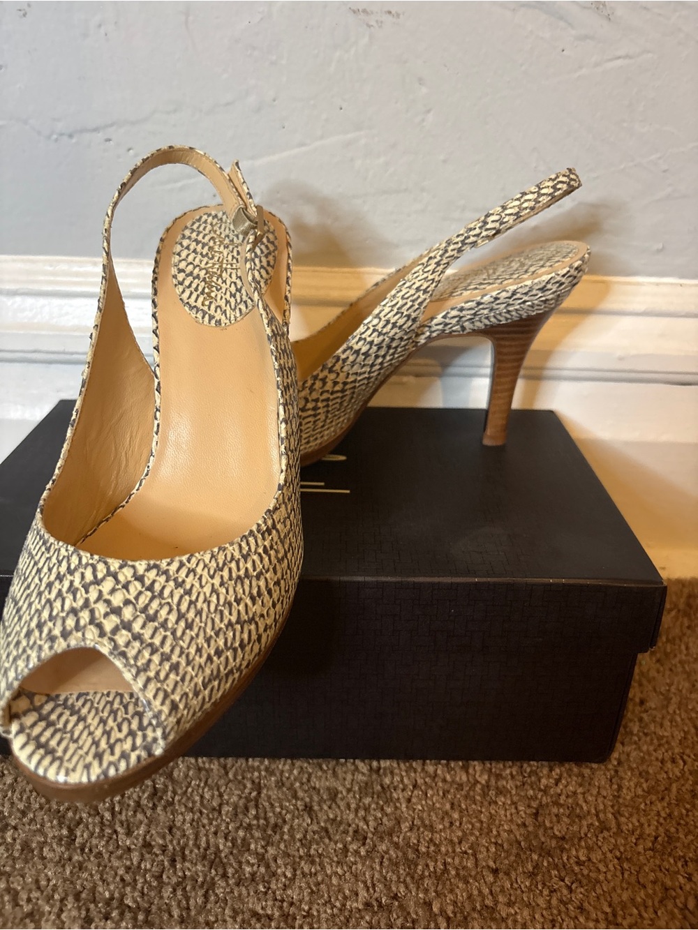 COLE HAAN SNAKESKIN SLING BACK SPIKE NIKE AIR HEEL WITH BOX SZ 9.5
